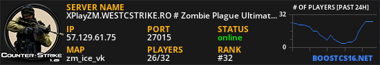 XPlayZM.WESTCSTRIKE.RO # Zombie Plague UltimateX [FDL + VIP 22-10 + POINTS] ®